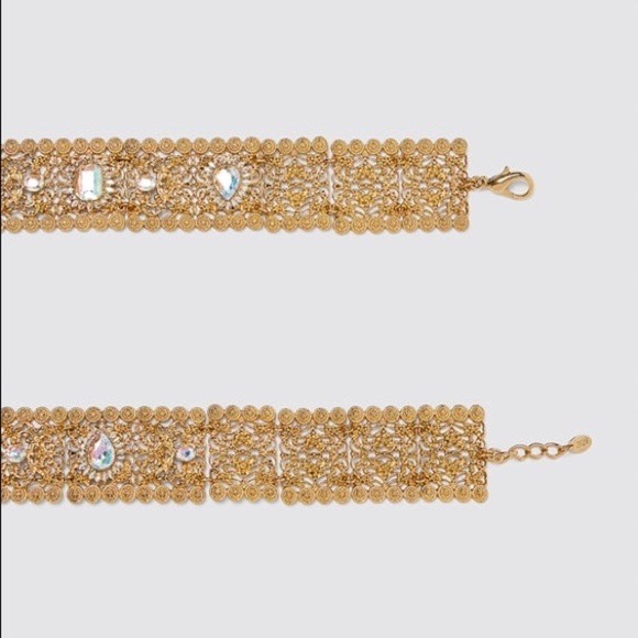 Zara Accessories - NWT. Zara Golden Bejewelled Belt.